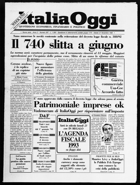 Italia oggi : quotidiano di economia finanza e politica